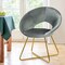 Modern Glam Velvet Accent Arm Chair with Golden Metal Legs and Soft Cushion Seat